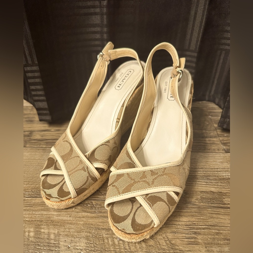Coach Peep Toe Wedge with Sling Back
